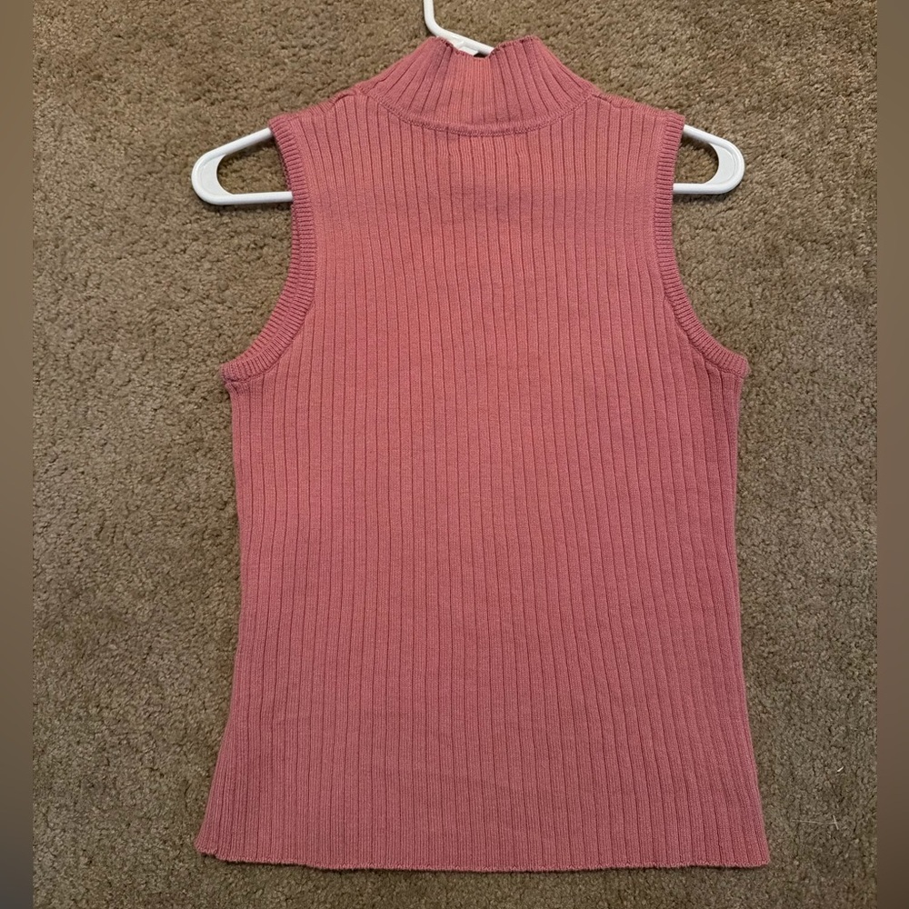 Chadwicks Ribbed Knit Sleeveless Top in Rose Pink M
